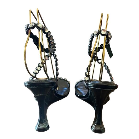 Jessica Rich Diamond Wedge Leather Strappy Embellished Heels NEW EU 38/US 8 - Picture 5 of 9